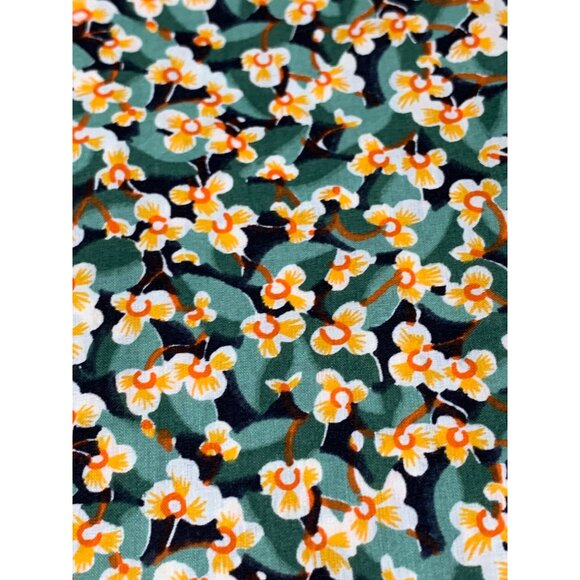 Floral Cotton Fabric 1 Yard Green & Yellow 36" Wide Sewing & Crafts Material - Picture 5 of 13
